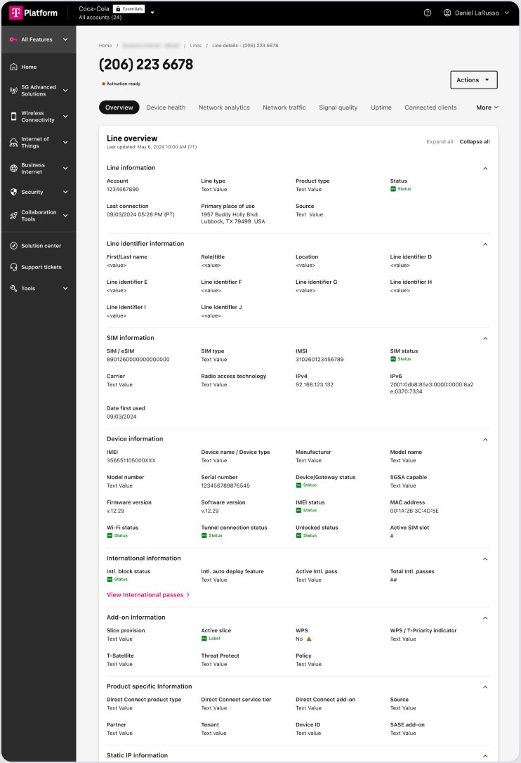Line details: every line’s information, in one shared layout