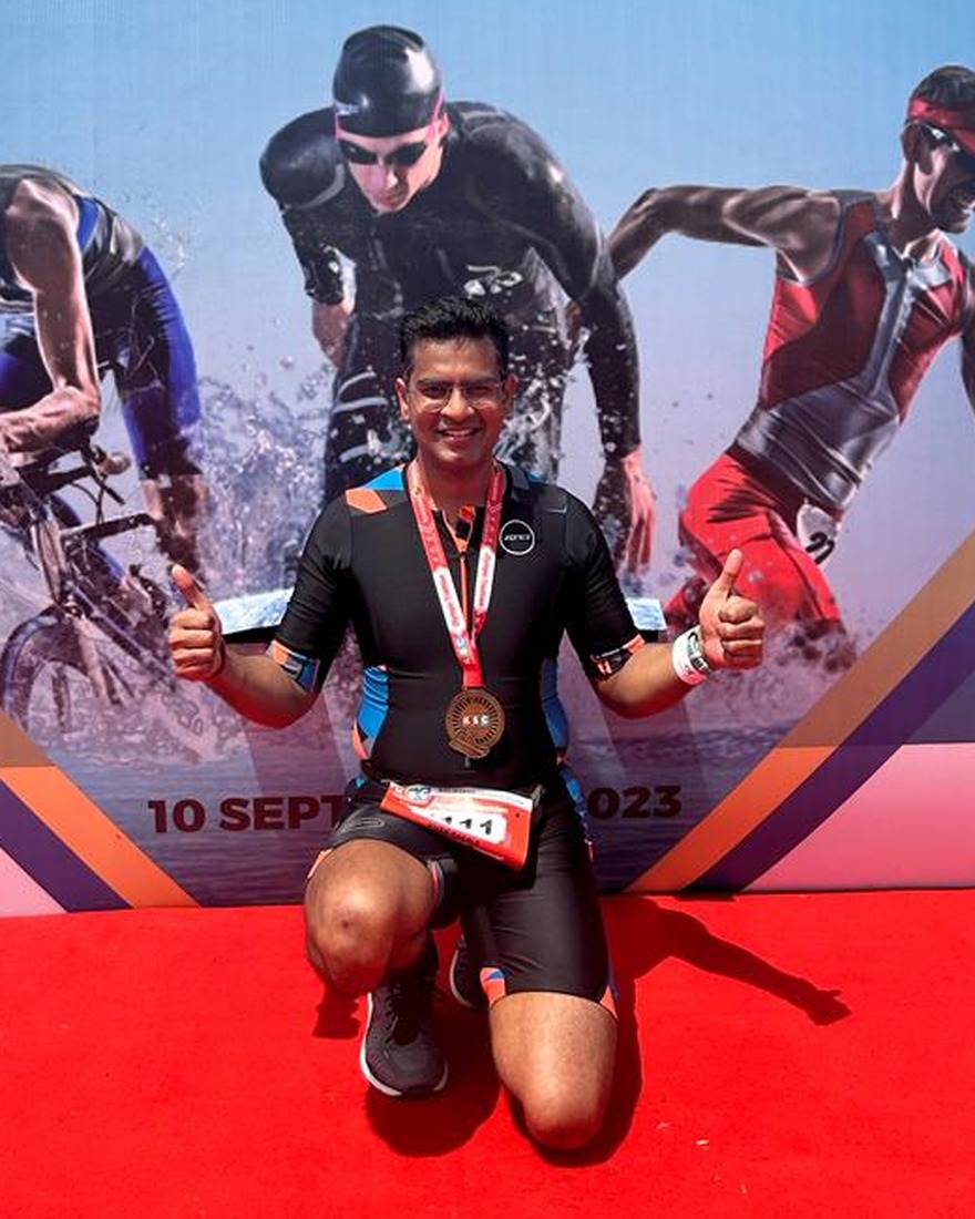 Vivek Sagale at the Kolhapur Triathlon, 2023